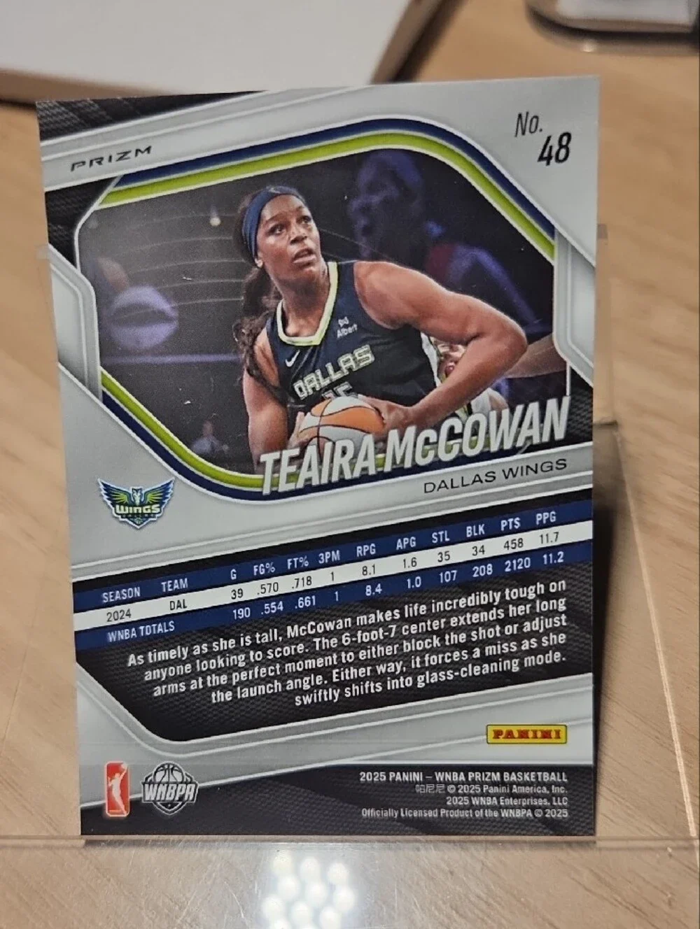 2025 Panini Prizm Teaira McCowan Dallas Wings - Ice Prizm